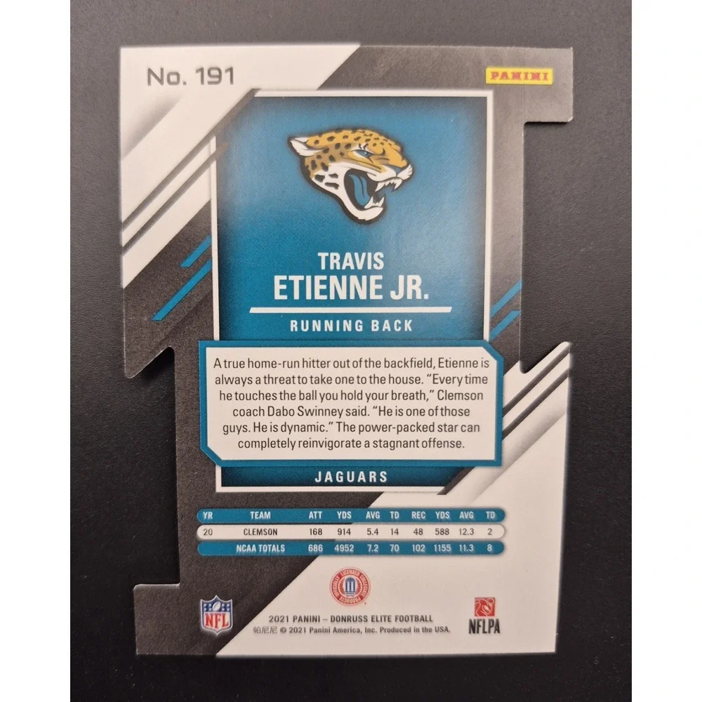 2021 Donruss Elite Travis Etienne Jr #191 Rookie Status Die Cut /24 (RC) Jaguars